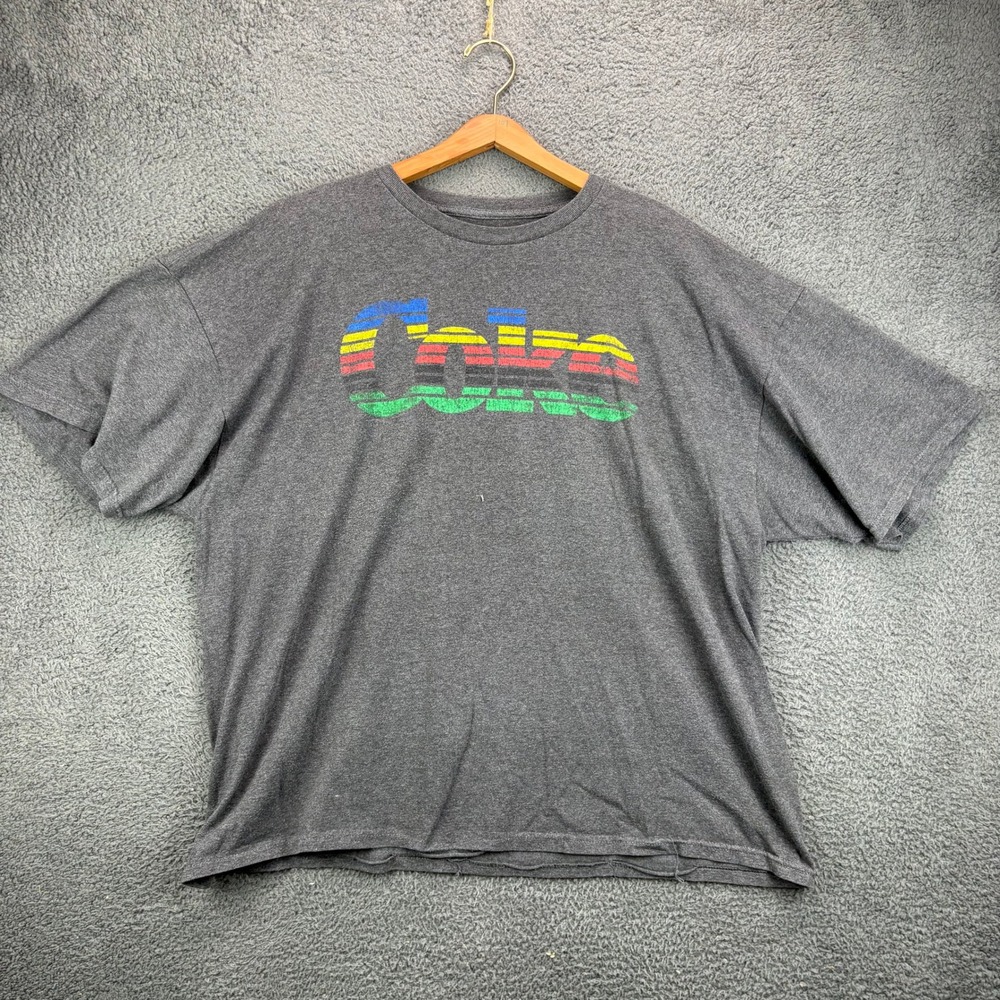 Coca-Cola Womens 3X Gray Rainbow Logo Graphic T-Shirt Short Sleeve Heather Tee